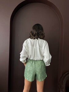 Topshow Taş  Pullu Toptan Abiye Şort - Açık haki #5