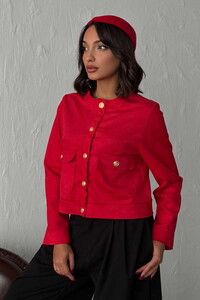 F 1800 SUET CEPLİ CEKET - KIRMIZI #1