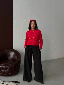 F 1800 SUET CEPLİ CEKET - KIRMIZI #3