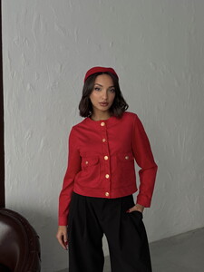 F 1800 SUET CEPLİ CEKET - KIRMIZI #2