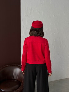 F 1800 SUET CEPLİ CEKET - KIRMIZI #5