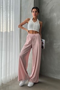 Topshow Pudra Çizgili Dokuma Toptan Pantolon