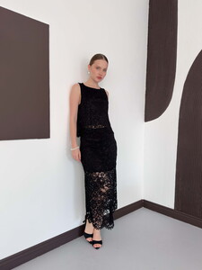 Dantel Uzun Etek - Siyah | D3012 Topshow #2