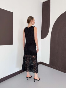 Dantel Uzun Etek - Siyah | D3012 Topshow #4