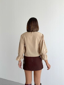 Topshow Flower Embroidered Long Sleeve Wholesale Blouse - Stone #5
