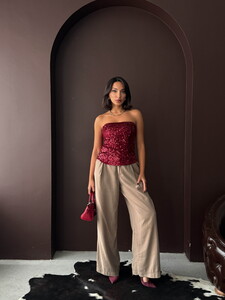 F 2056 ARKADAN FERMUARLI STRAPLEZ BLUZ - BORDO #3