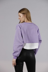 F Crop Toptan Bluz - Lila | TOPSHOW #5