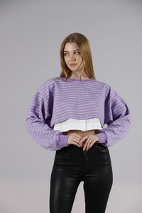 F Crop Toptan Bluz - Lila | TOPSHOW #4