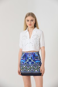 Topshow Mavi Kilim Kilim Desen Toptan Etek #4