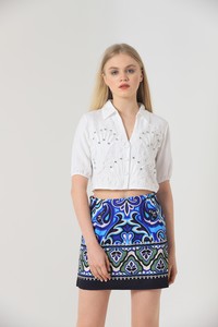 Topshow Mavi Kilim Kilim Desen Toptan Etek #3
