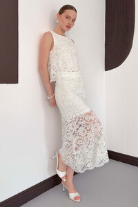 Dantel Uzun Etek - Krem | D3012 Topshow #1