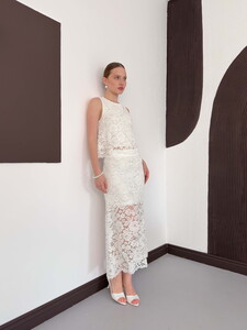 Dantel Uzun Etek - Krem | D3012 Topshow #2