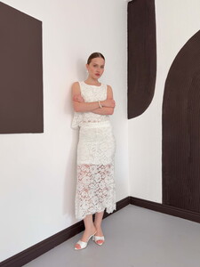 Dantel Uzun Etek - Krem | D3012 Topshow #3