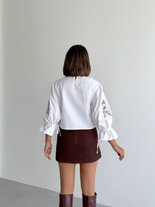 Topshow Flower Embroidered Long Sleeve Wholesale Blouse - White #5