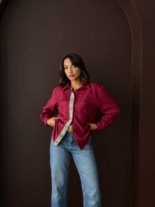 F 1973 ŞERİT DETAYLI SCUBA SÜET GÖMLEK - MÜRDÜM #2