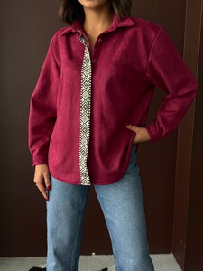 F 1973 ŞERİT DETAYLI SCUBA SÜET GÖMLEK - MÜRDÜM #4