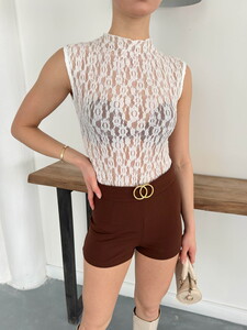 Sıfır Kol Dantel Bluz - Krem | Topshow #4