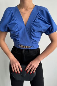 Topshow Saks Eteği Süslü Toptan Bluz #1