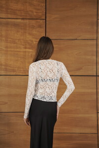 Topshow - Dügmeli Dantel Ceket - Krem | F2072 #5