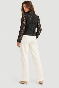 Toptan Dantel Uzun Kollu Düğme Detaylı Ceket -  Siyah | F2175 #5