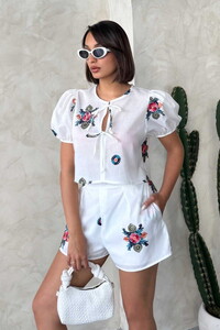 D 2878 NAKIŞLI VUAL BLUZ - KREM #1