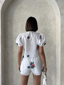 D 2878 NAKIŞLI VUAL BLUZ - KREM #5