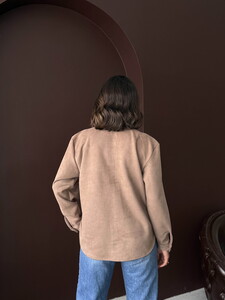 F 1973 ŞERİT DETAYLI SCUBA SÜET GÖMLEK - AÇIK KAHVE #5