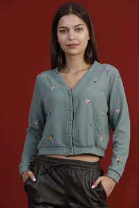 Topshow Çağla Nakış Detaylı Toptan Hırka