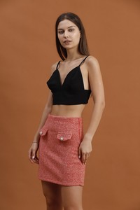 Topshow Oranj Cep Detaylı Mini Toptan Etek #3