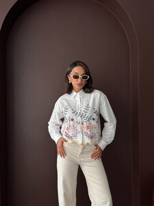 Toptan Nakışlı Kadın Gömlek – Boho, Şık  - SARI DSN2 #3