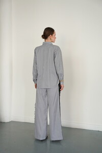 F2083 DANTEL DETAYLI ÇİZGİLİ PANTOLON - SİYAH #5