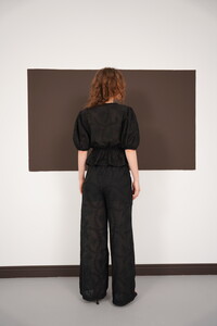 Nakışlı Toptan Pantolon - Siyah | D2876 - Topshow #4