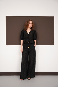 Nakışlı Toptan Pantolon - Siyah | D2876 - Topshow #2