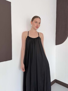 D 3022 DANTEL DETAYLI SATEN ELBİSE - SİYAH #4