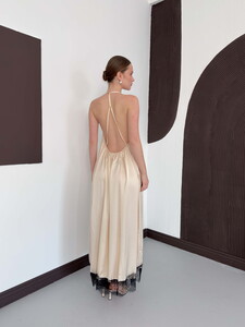 D 3022 DANTEL DETAYLI SATEN ELBİSE - TAŞ #2