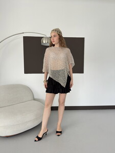 D 3118 ASİMETRİK KESİM YARASA KOL PULLU BLUZ - TAŞ #3