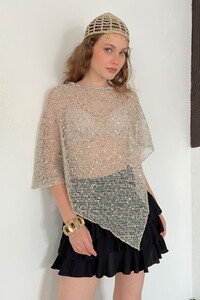D 3118 ASİMETRİK KESİM YARASA KOL PULLU BLUZ - TAŞ