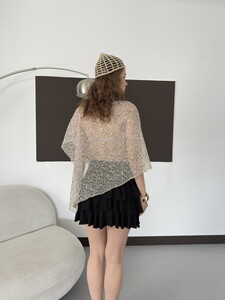 D 3118 ASİMETRİK KESİM YARASA KOL PULLU BLUZ - TAŞ #5