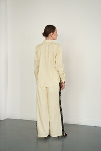 F2083 DANTEL DETAYLI ÇİZGİLİ PANTOLON - SARI #5