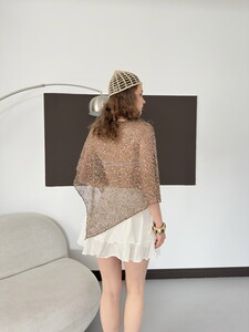 D 3118 ASİMETRİK KESİM YARASA KOL PULLU BLUZ - KAHVE #5