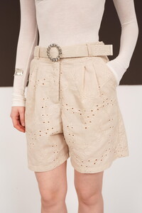 Nakışlı Vual Toptan Şort - Taş | D2821 - Topshow #4