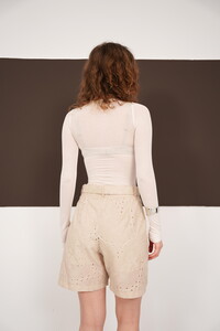 Nakışlı Vual Toptan Şort - Taş | D2821 - Topshow #5