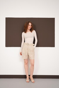 Nakışlı Vual Toptan Şort - Taş | D2821 - Topshow #3