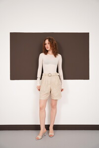 Nakışlı Vual Toptan Şort - Taş | D2821 - Topshow