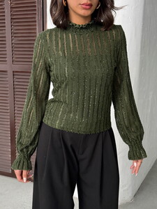 Topshow Haki Simli Sakallı Toptan Bluz #4