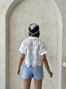 D 2858 NAKIŞLI GÖMLEK - KREM #5
