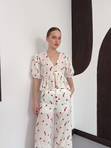 Nakışlı Vual Bluz - Kırmızı | Topshow #2