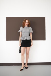 Gipeli Bisiklet Yaka T Toptan Bluz - Siyah | D2999 - Topshow #2