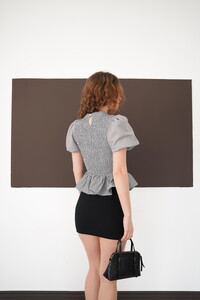 Gipeli Bisiklet Yaka T Toptan Bluz - Siyah | D2999 - Topshow #4