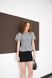 Gipeli Bisiklet Yaka T Toptan Bluz - Siyah | D2999 - Topshow #3